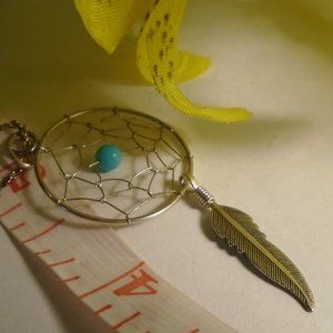 925 Sterling Silver Dream Catcher Pendant Vintage 2" Necklace Charm